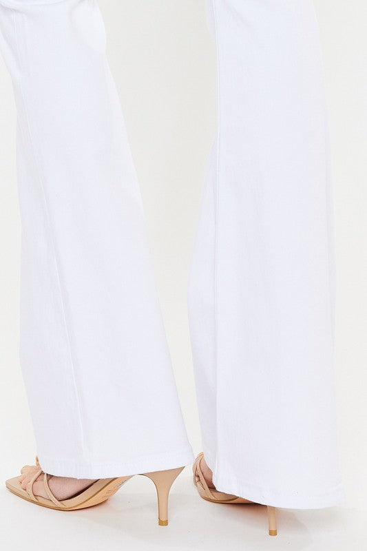 Mid Rise White Flare Jeans