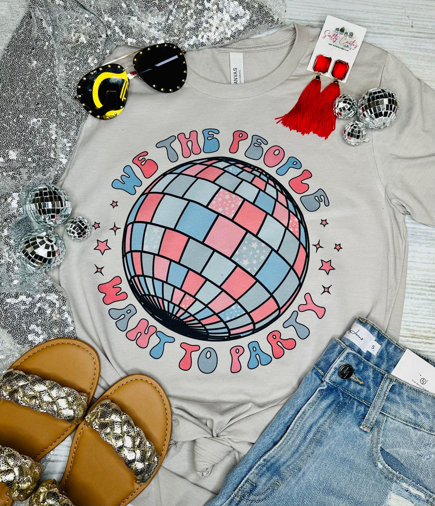 We the People like to party Stone Tee