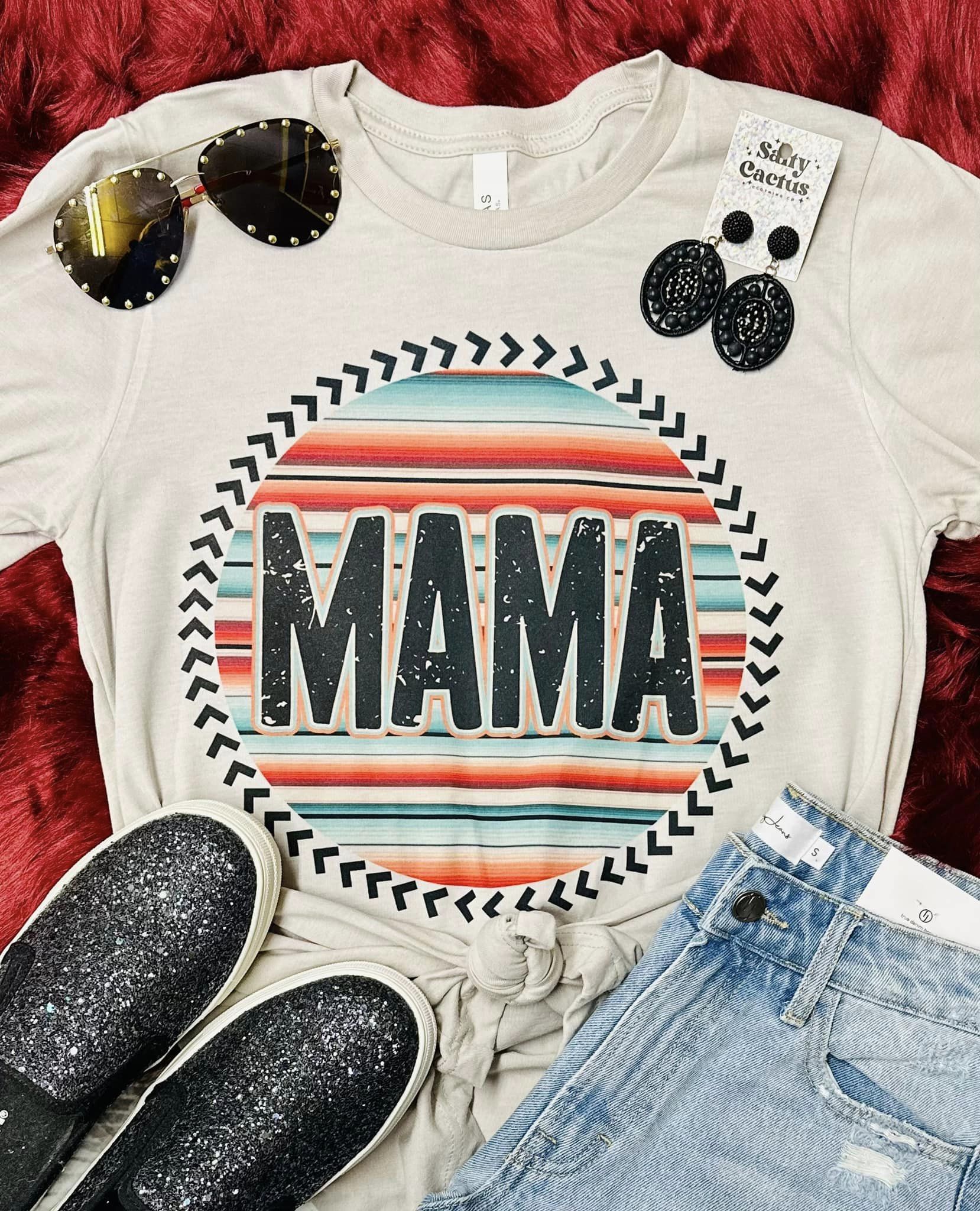 Custom Mama Serape Circle Tan Tees