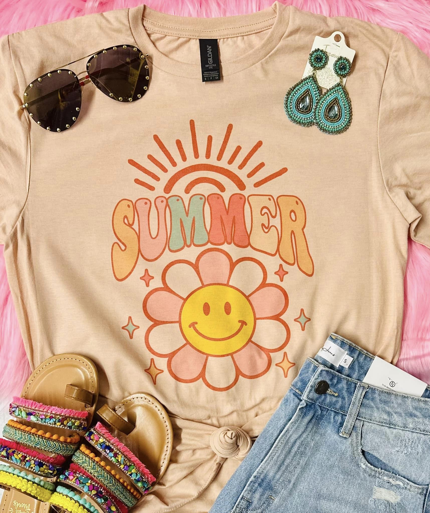 Summer Flower Peach Tee
