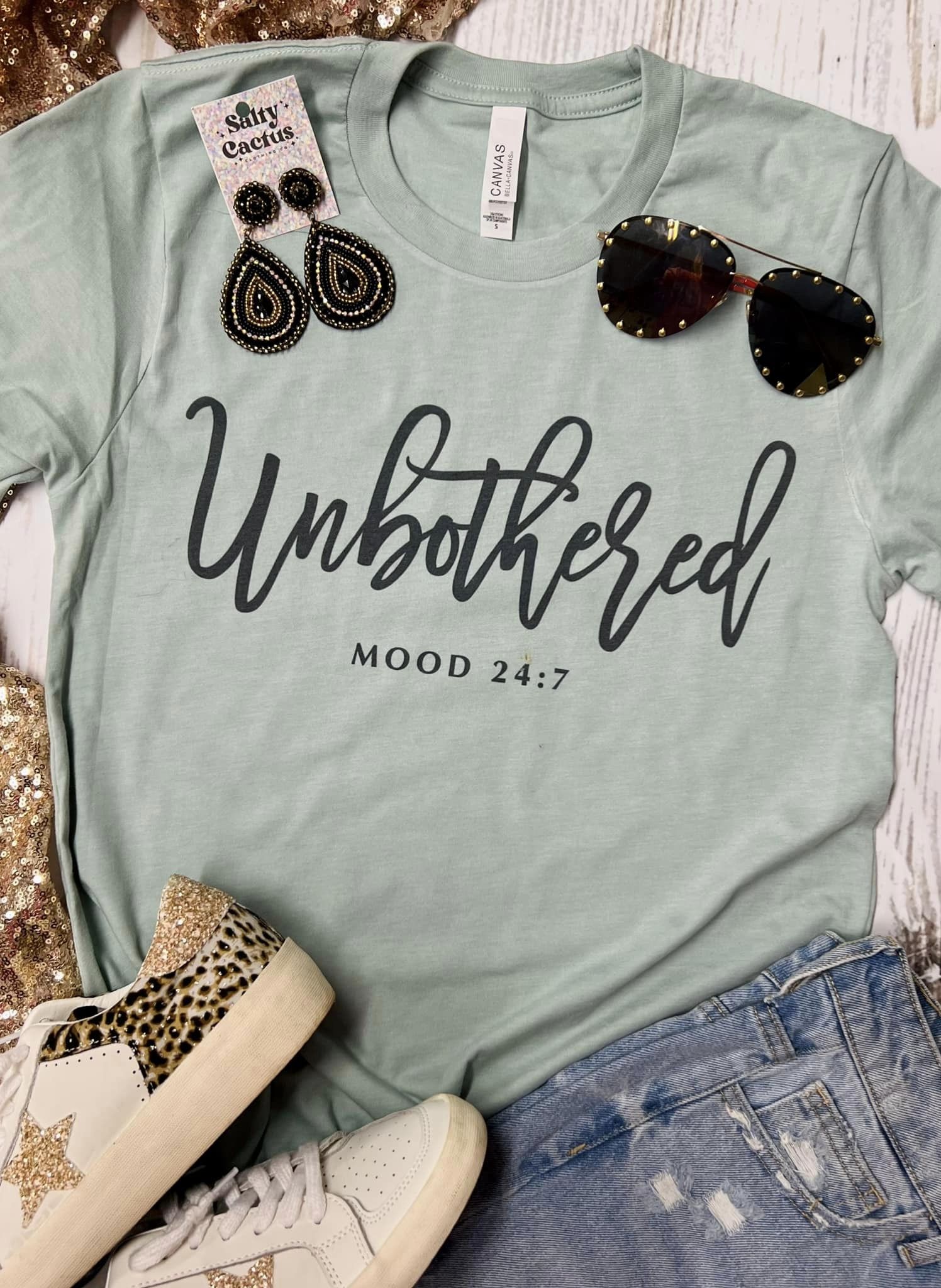 Unbothered Mood 24:7 Dusty Blue Tee