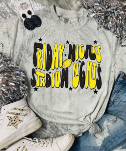 *DTG* Friday Nights Stadium Lights Comfort Colors Colorblast Smoke Grey Tee