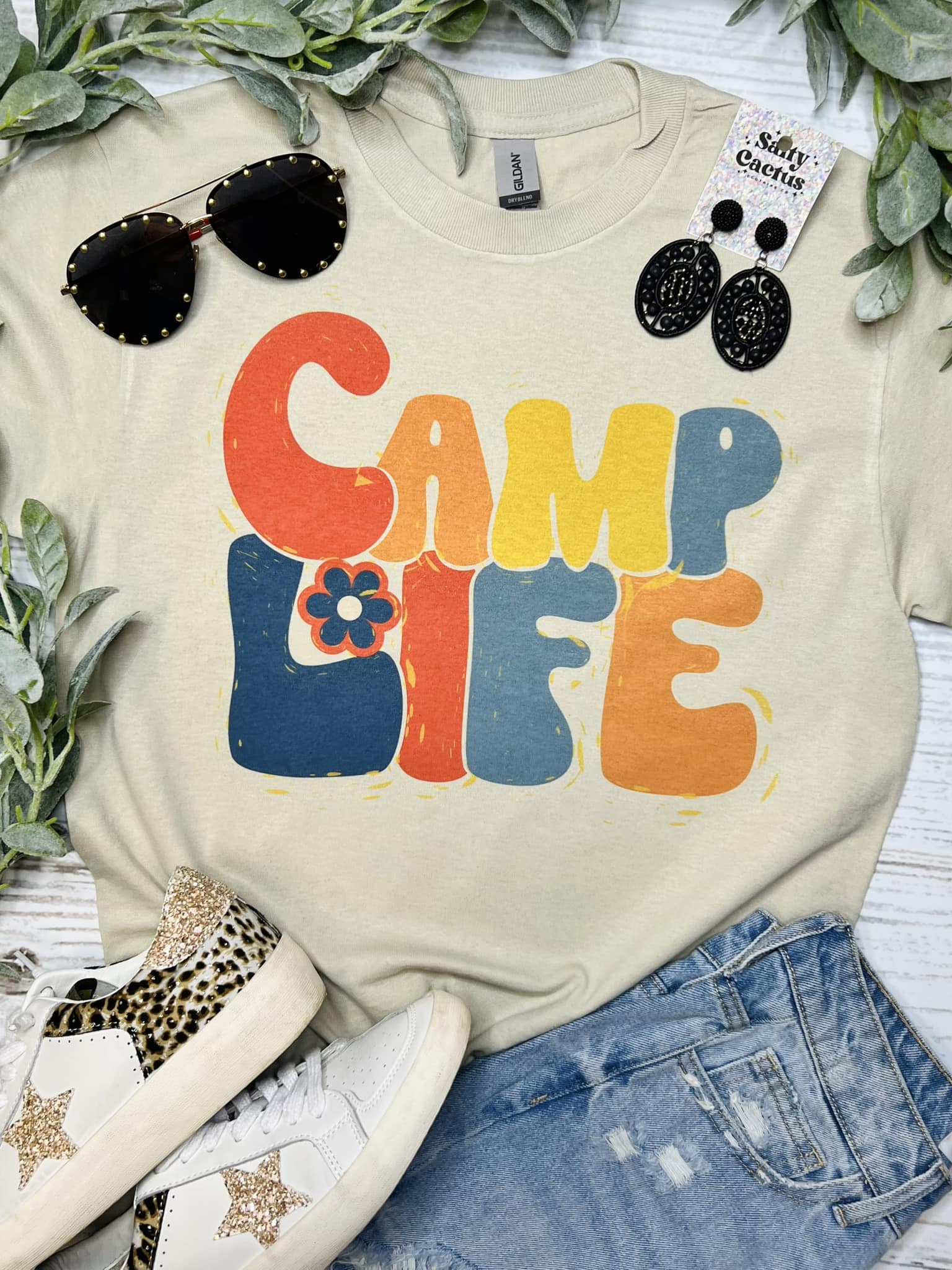 Camp Life Tan Tee
