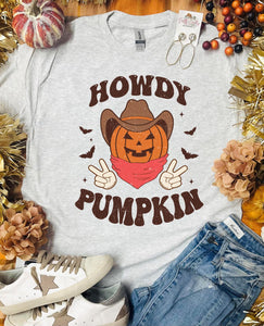 Peace Howdy Pumpkin Ash Grey Tee