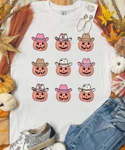 Pumpkin Cowboys White Unisex Tee