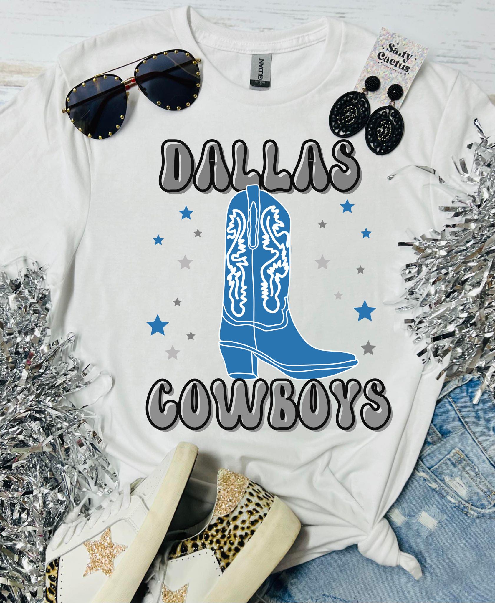Cowboys Boot White Tee