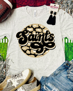 Saints Leopard Circle Triblend Bella Tee