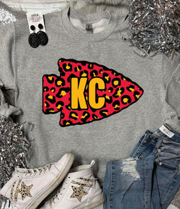 *DTG* KC Leopard Arrow Oxford Grey Sweatshirt
