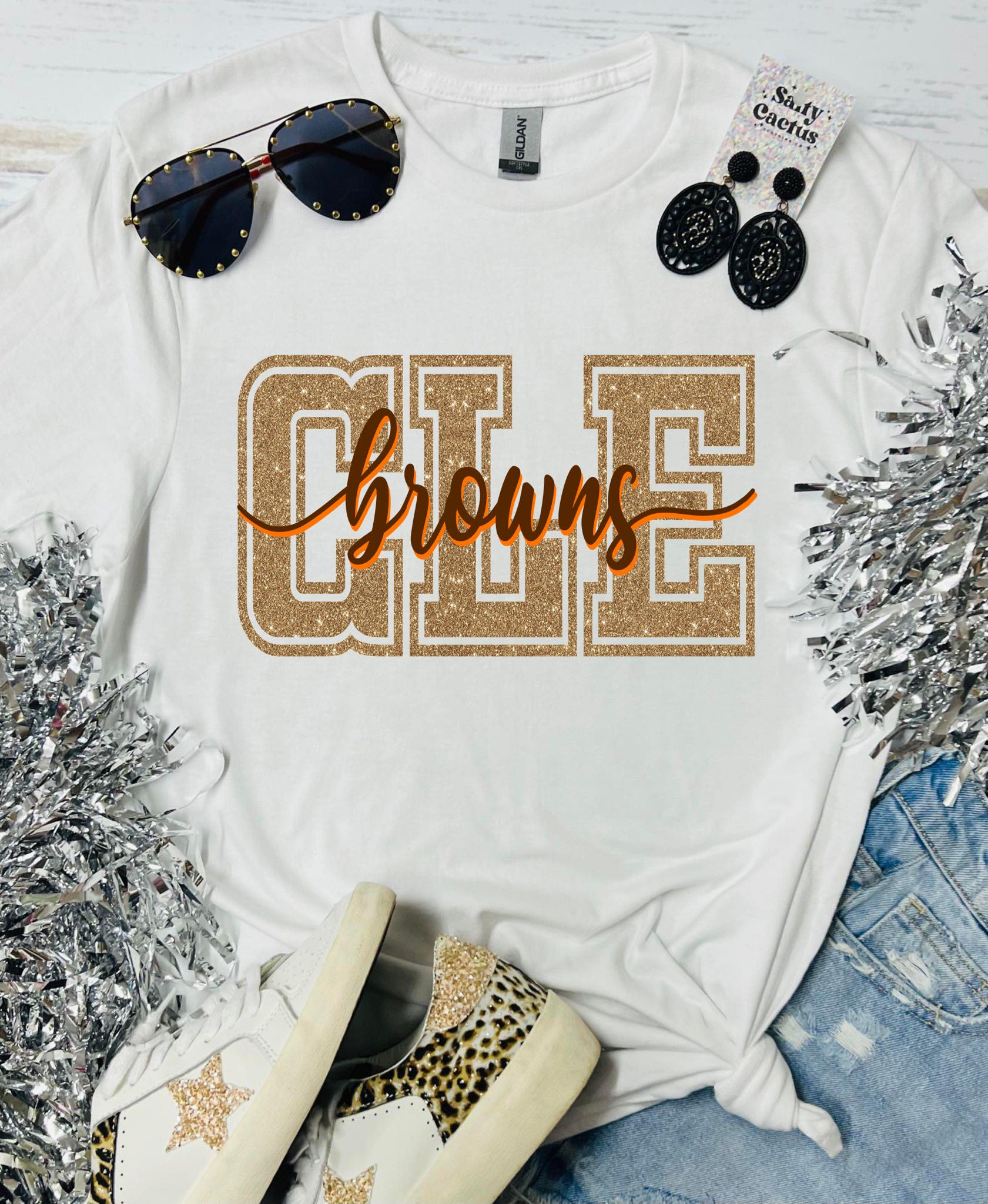 CLE Glittery White Tee