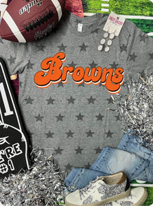 *DTG* Browns Retro Words Grey Star