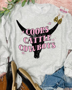 Coors Cattle Cowboys Pink Ash Grey Sweatshirt