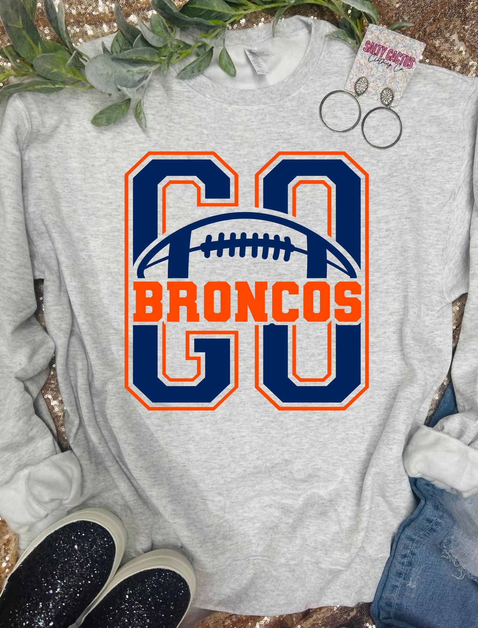 Go Broncos Football Ash Grey Sweatshirt