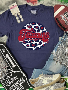 *DTG* Texans Leopard Circle Navy Comfort Color Tee