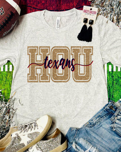 HOU Texans Glitter Ash Triblend Tee