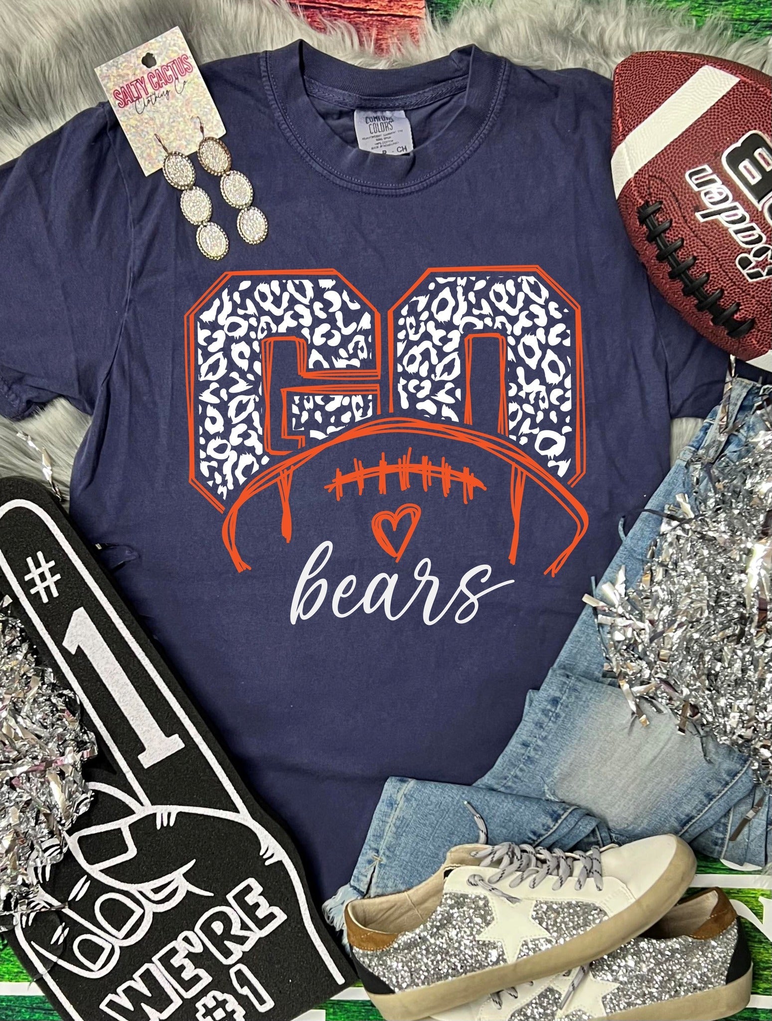 *DTG* Go Bears Leopard Navy Comfort Color Tee
