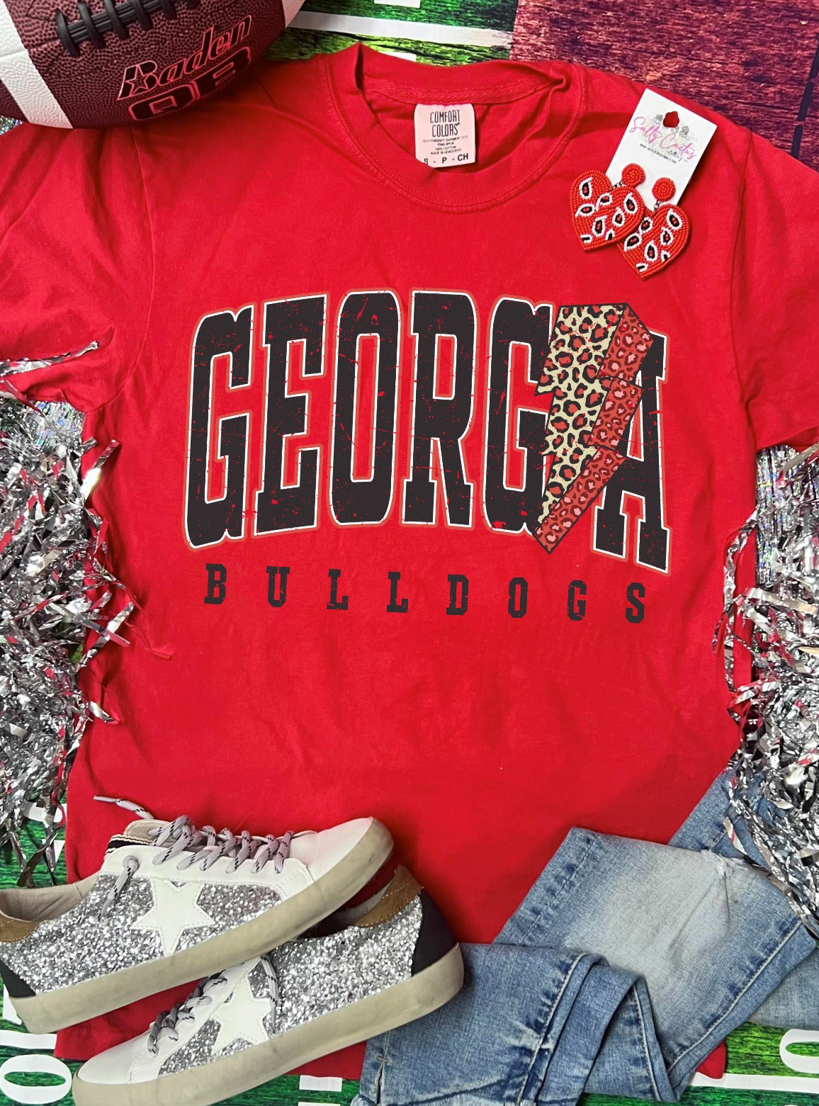 *DTG* Leopard Bolt Georgia On Red Comfort Color