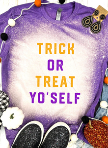 Trick or Treat Yo'Self Purple Bleached Tee