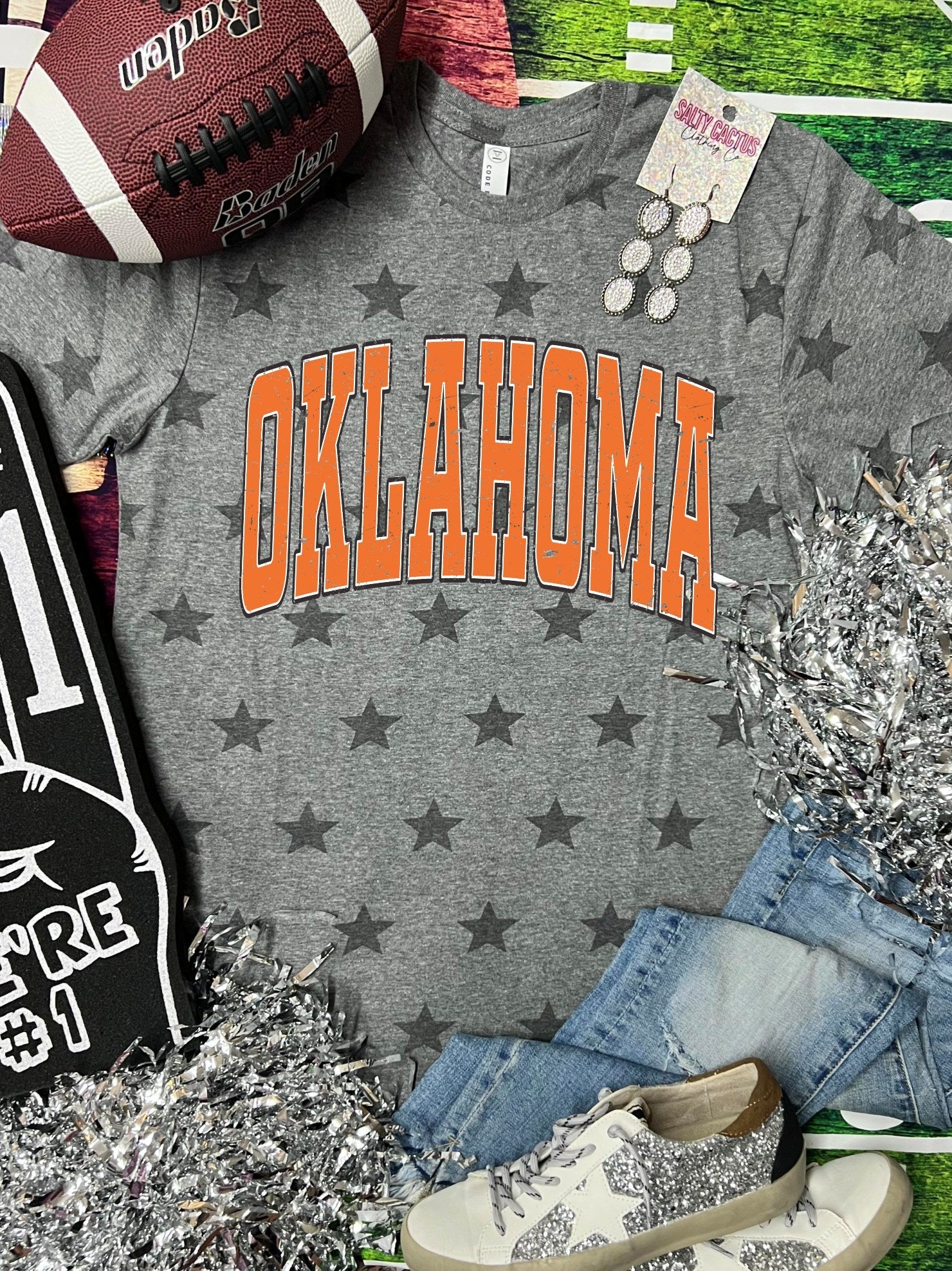 *DTG* Distressed Oklahoma Grey Star Tee