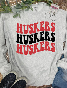 Huskers Wave Ash Grey Sweatshirt