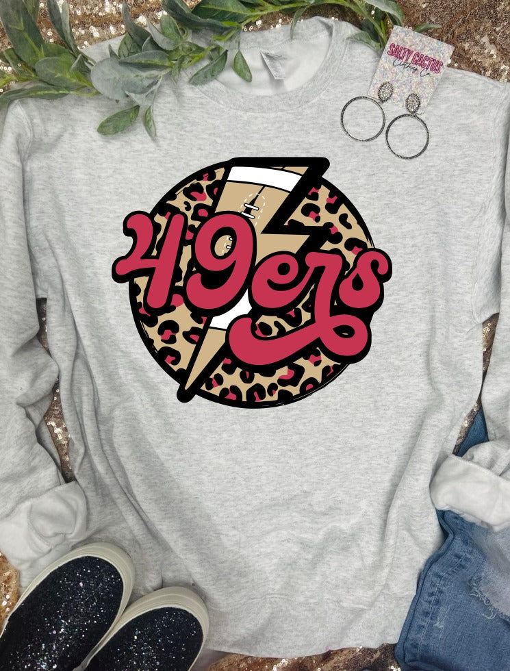 49ers Football Leopard Circle Ash Grey Sweatshirt