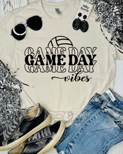 Game Day Stacked Volleyball Tan Tee