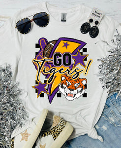 Go Tigers Neon Retro White Tee