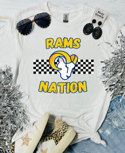 Rams Nation Checkered White Tee