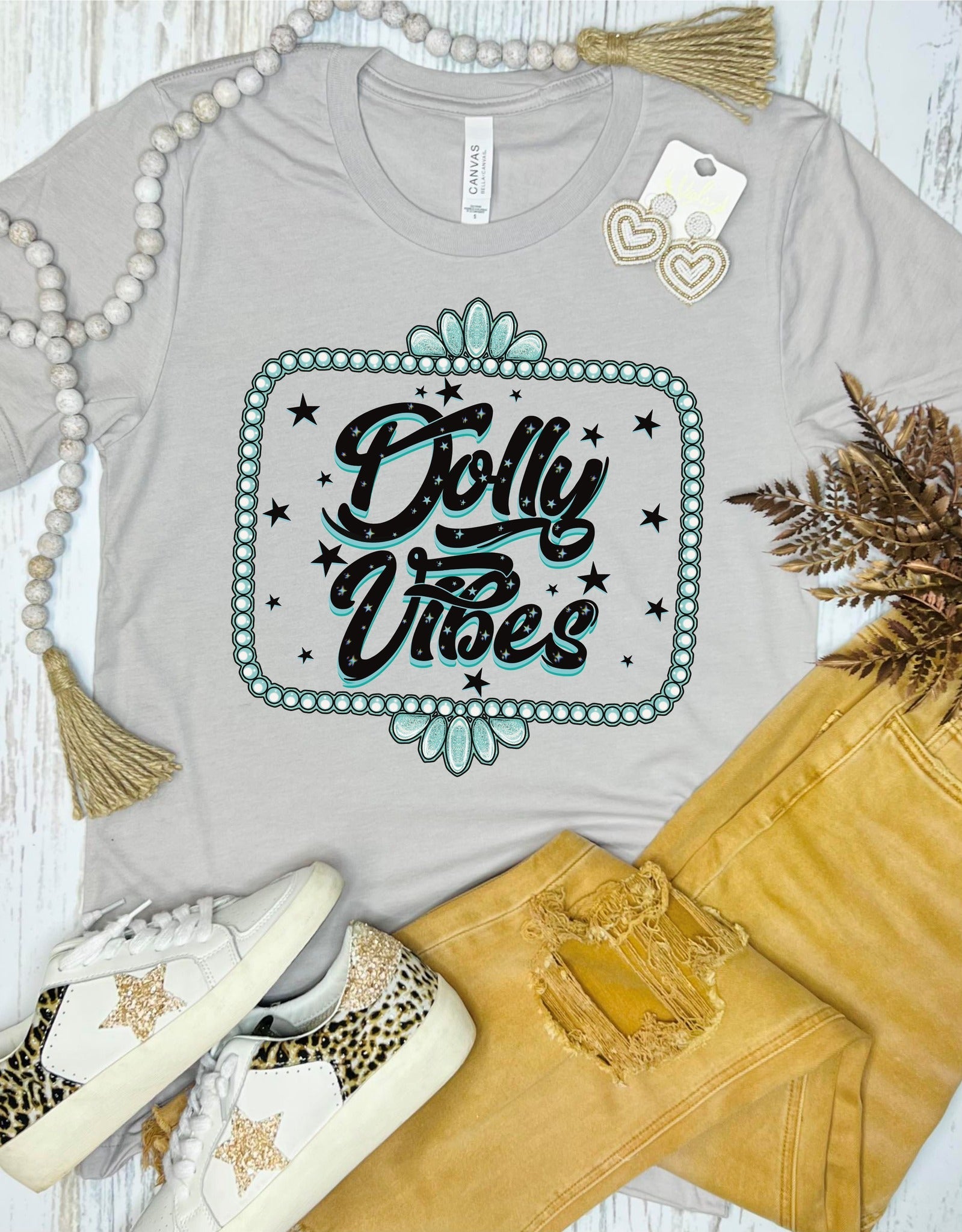 *RTS 10-12 Bus Days* Dolly Vibes Gemstone Stone Grey Tee