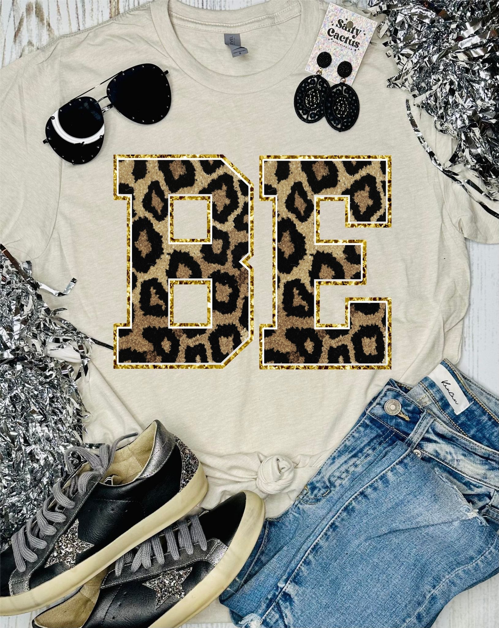 City Or Town Leopard Letter Tan Tee