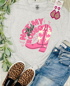 Not My First Rodeo Pink Ash Grey Tee