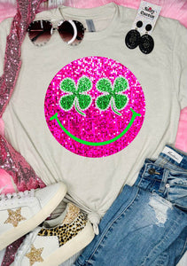Neon Pink Glitter Clove Tan Tee