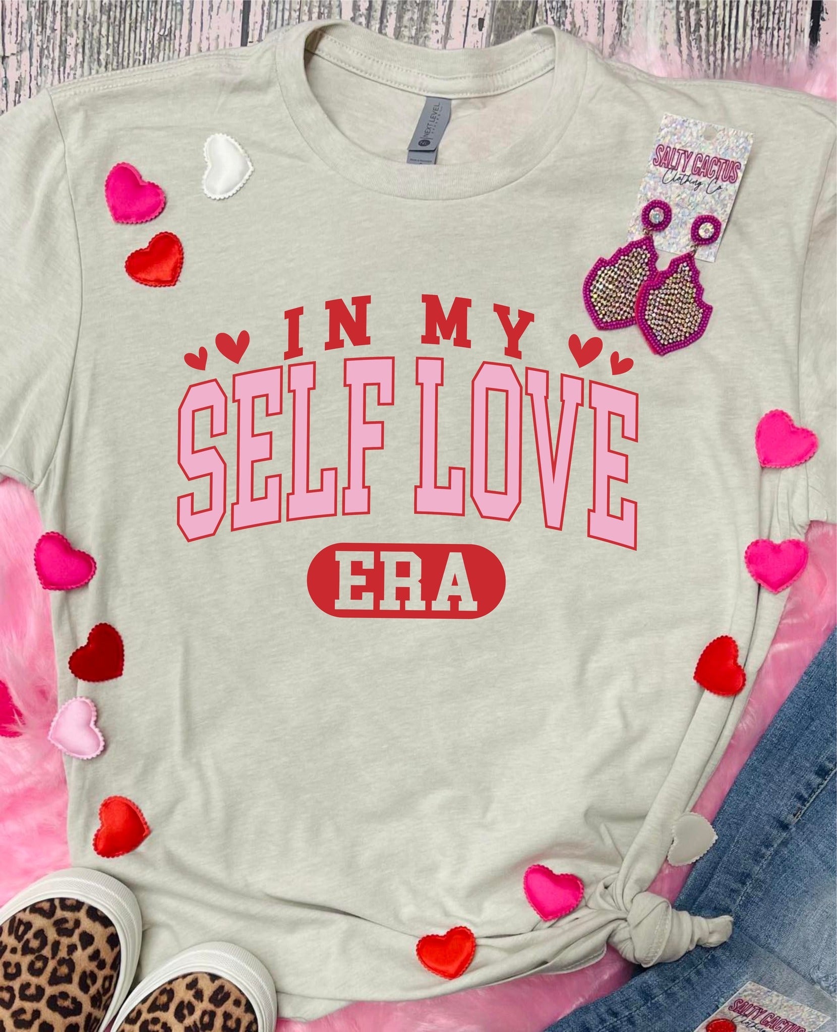 *RTS* In My Self Love Era Heart Arch Tan Tee