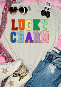Lucky Charm Multi Patch Tan Tee