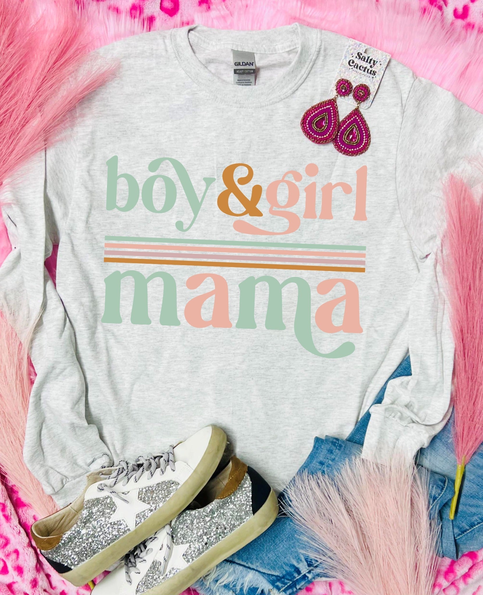 Colorful Stripes Mama Ash Grey
