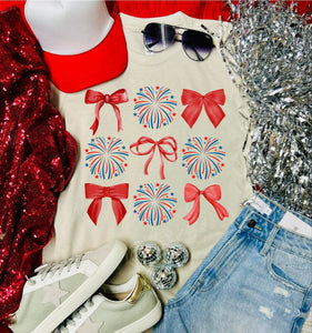 Fireworks and Ribbons Tan Tee