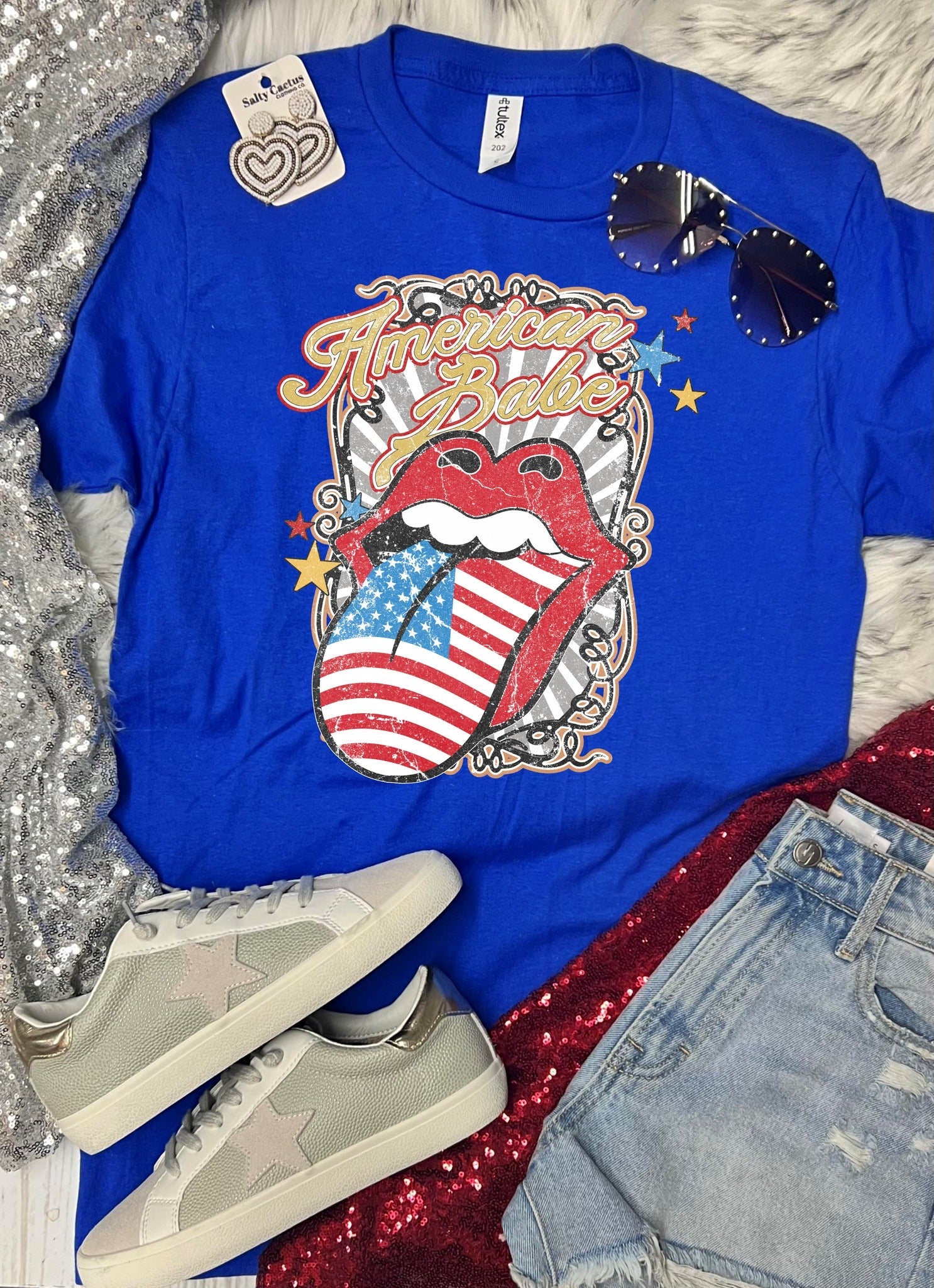 *DTF* American Babe Tongue Blue Tultex Tee