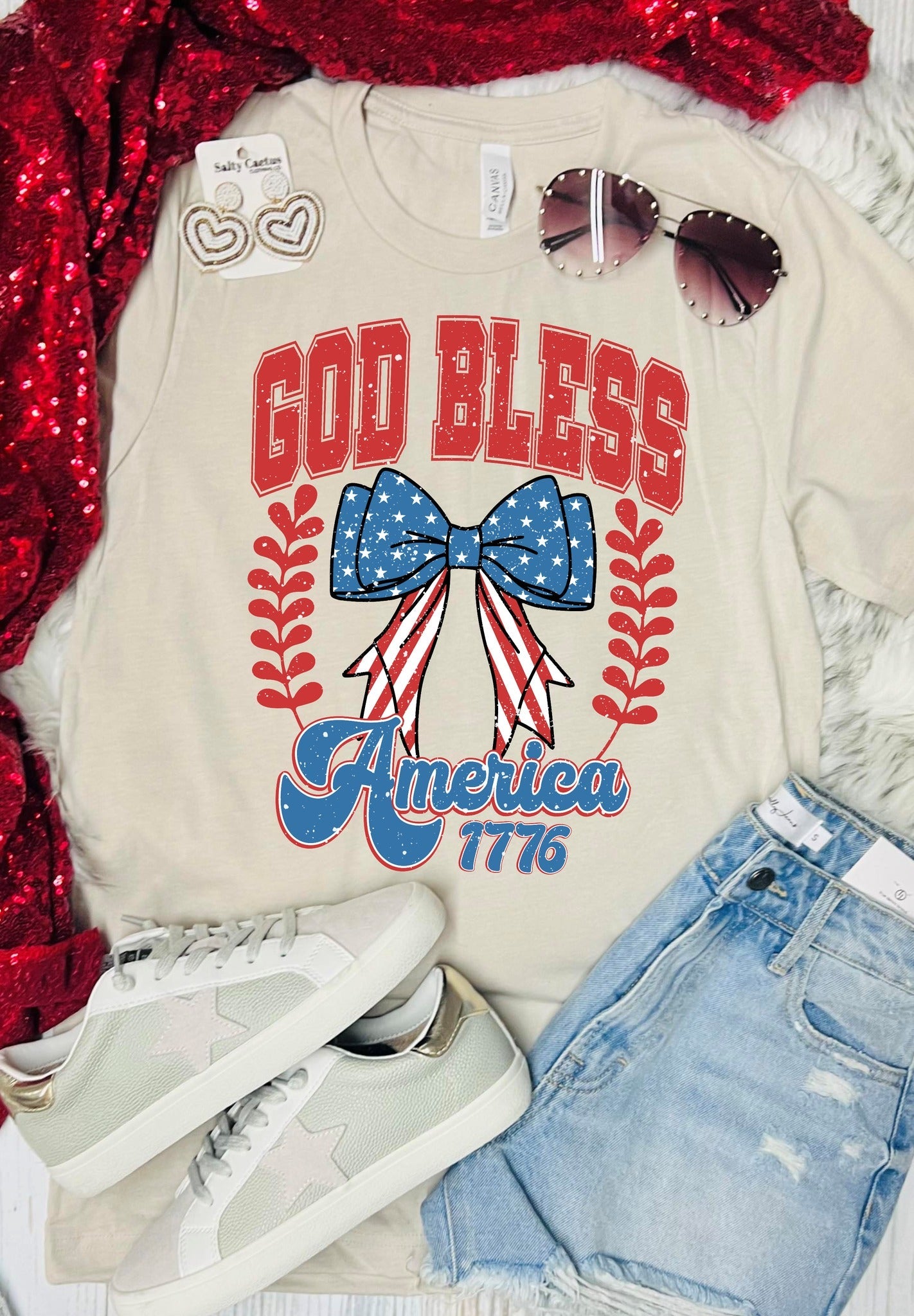 God Bless America 1776 Tan Tee