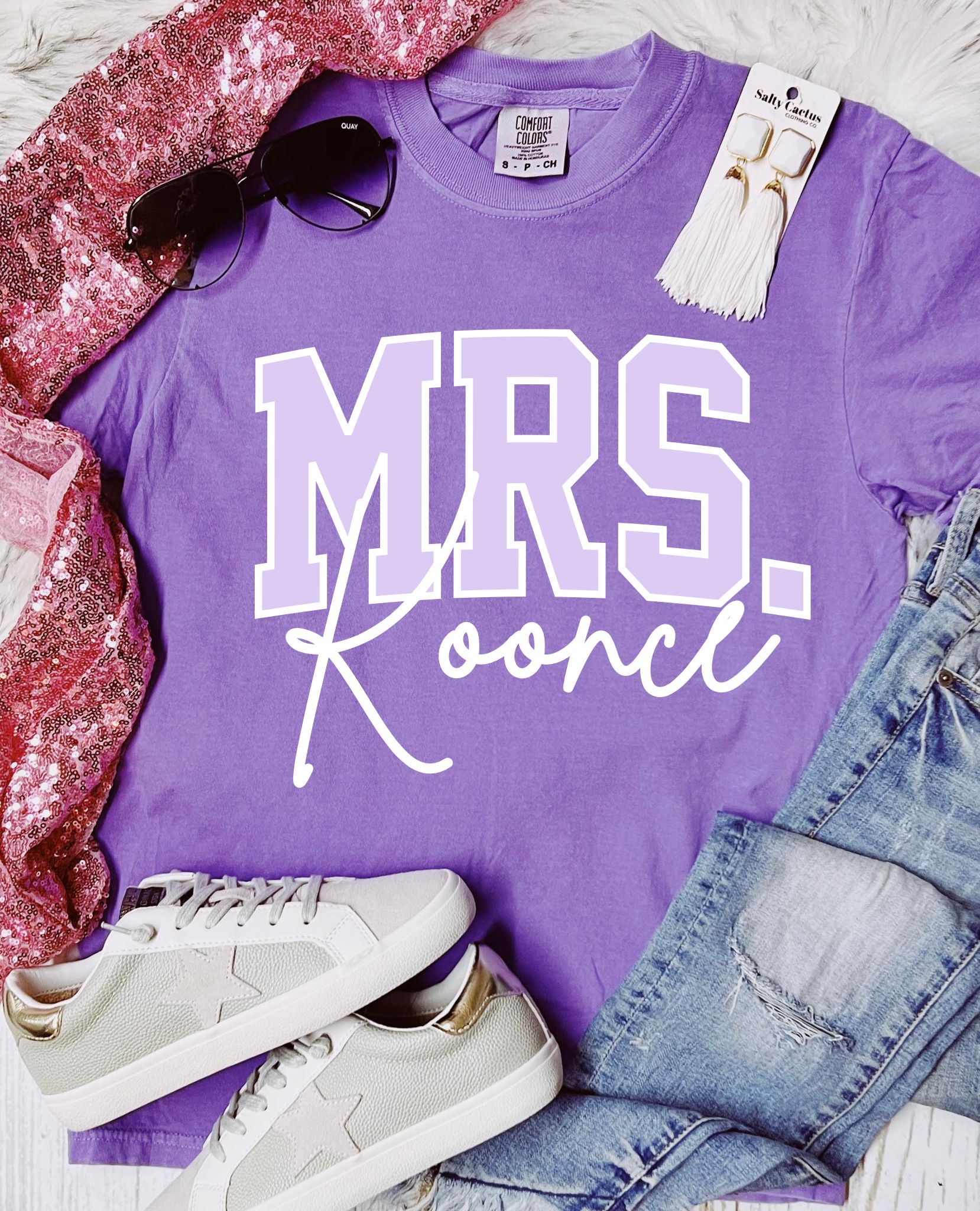 *DTF* Custom Cursive MRS. Violet Comfort Color Tee