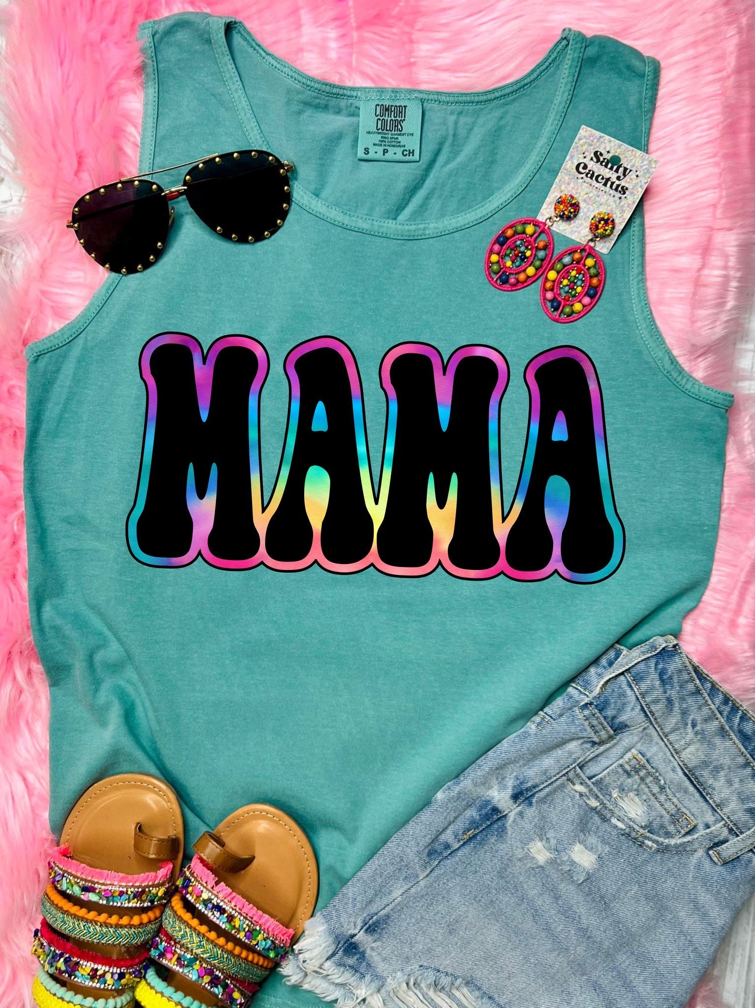 *DTF CUSTOM* Tie Dye Name Seafoam Comfort Color Tee