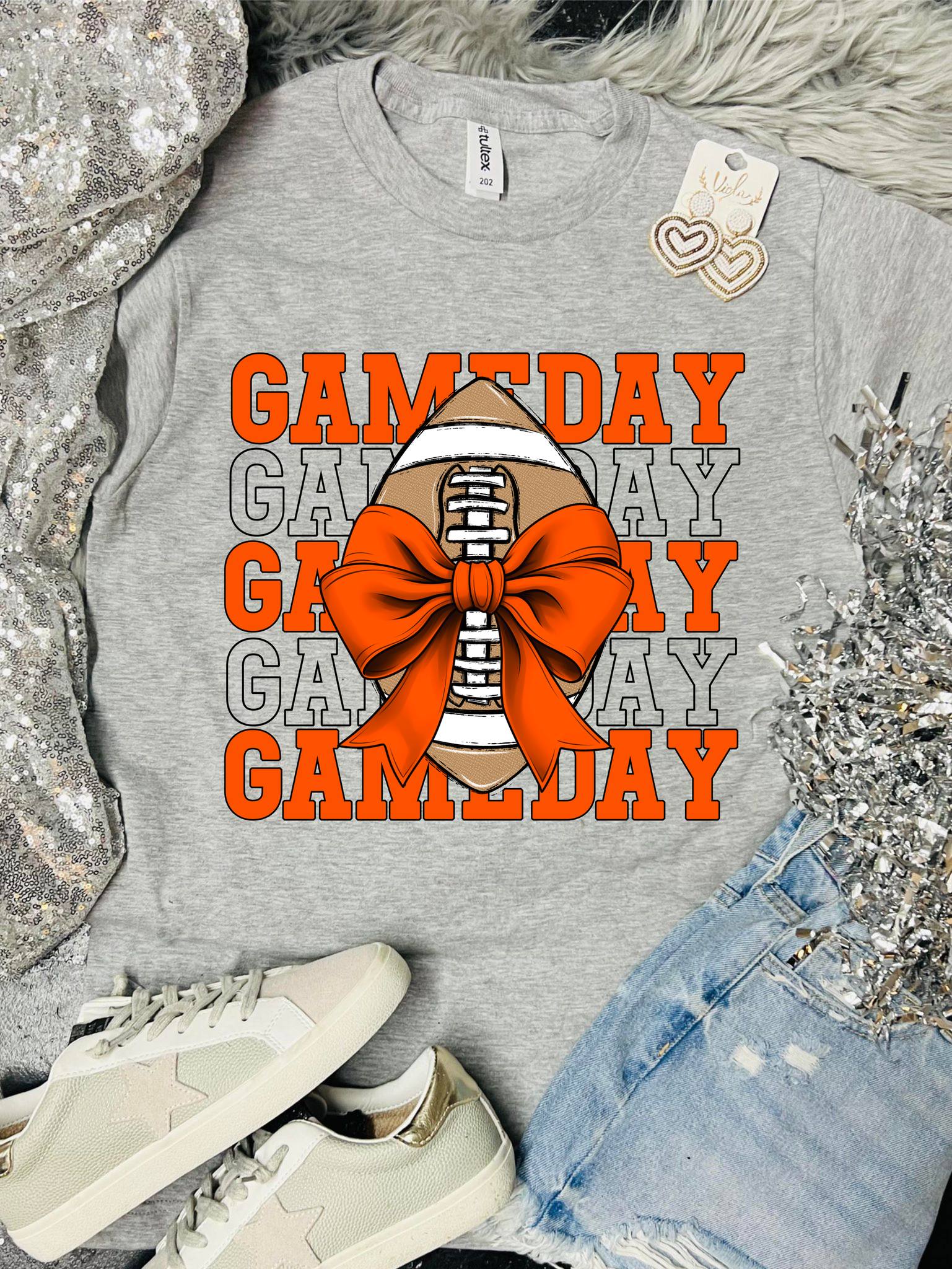 *DTF* Gameday Bow Ash Grey Tultex Tee