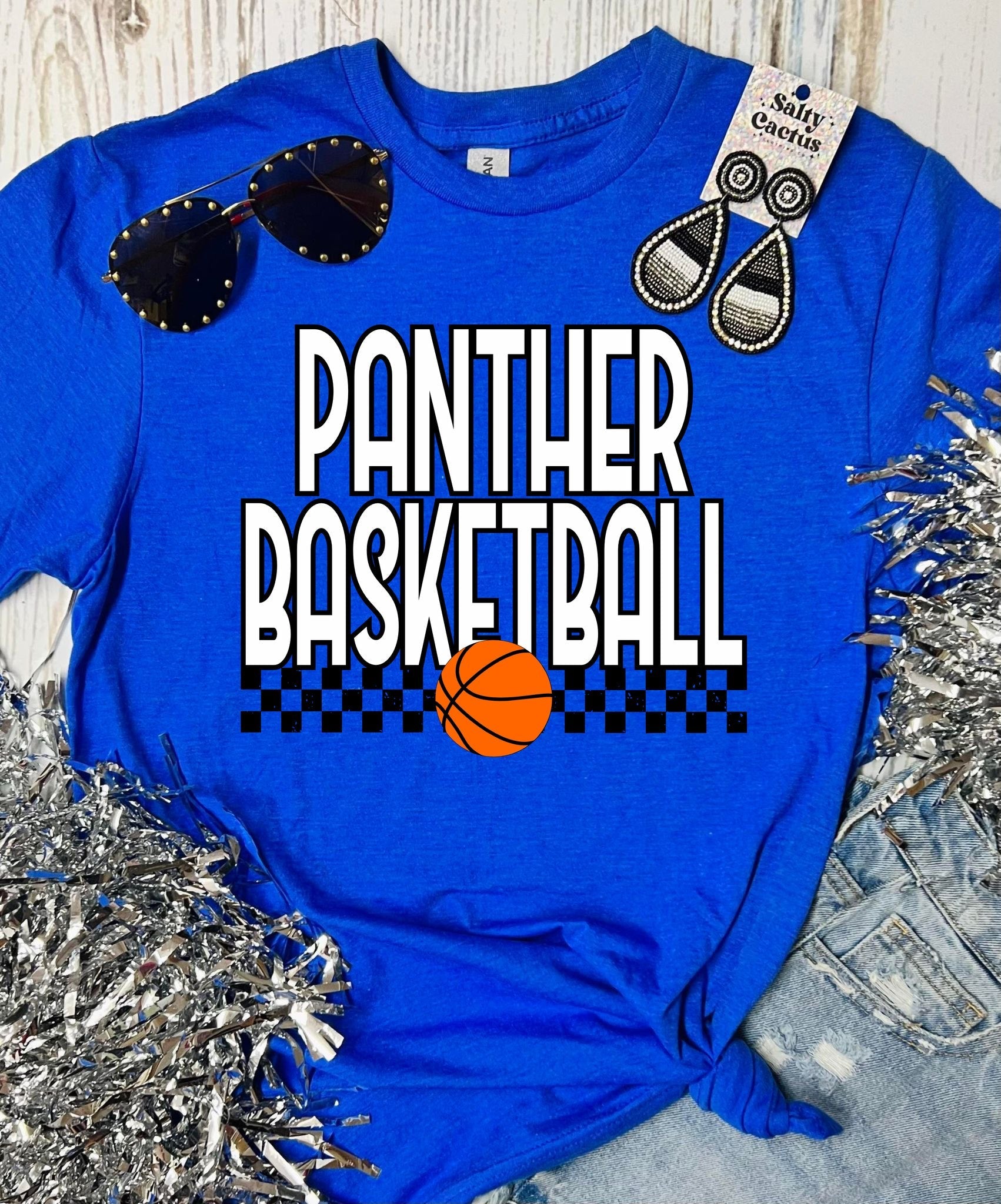 *DTF* Basketball Checkered Mascot Spirit Short Sleeve Tee