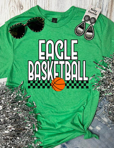 *DTF* Basketball Checkered Mascot Spirit Short Sleeve Tee