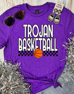 *DTF* Basketball Checkered Mascot Spirit Short Sleeve Tee