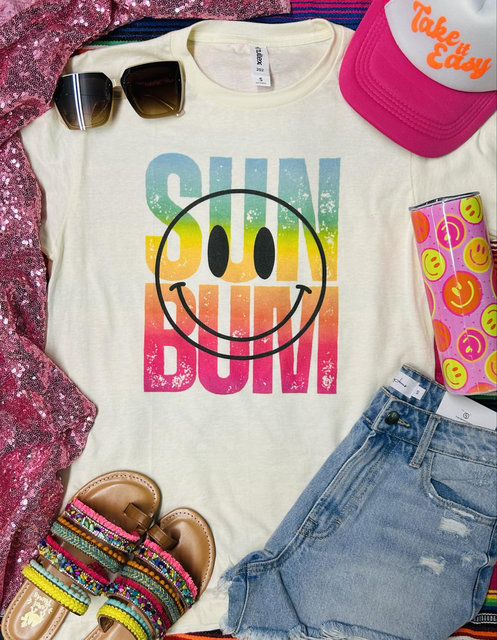 *DTG* SunBum Colorful Smiley Natural Tee