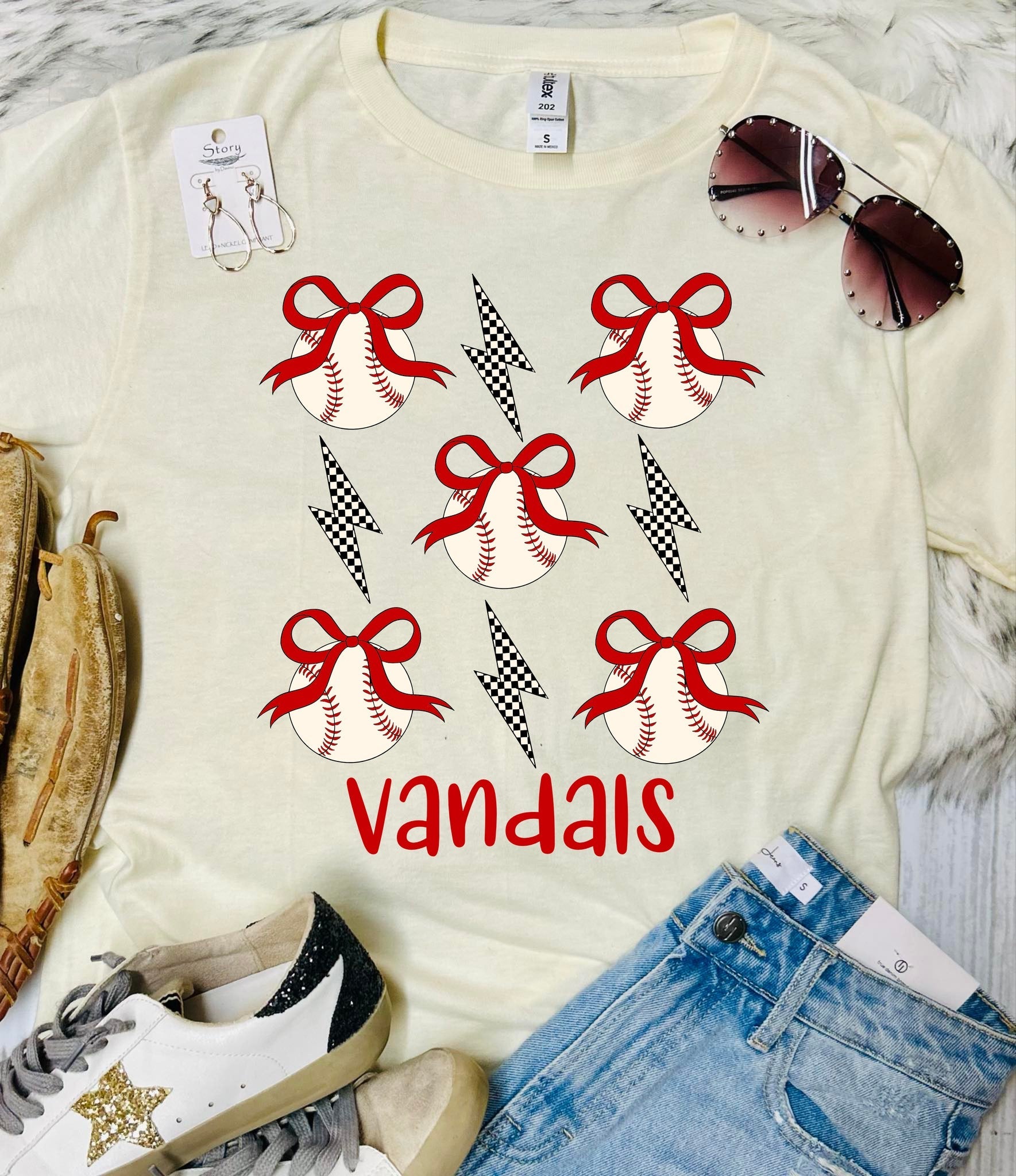 *DTF* Baseball Bolt and Bow Natural Tultex Tee