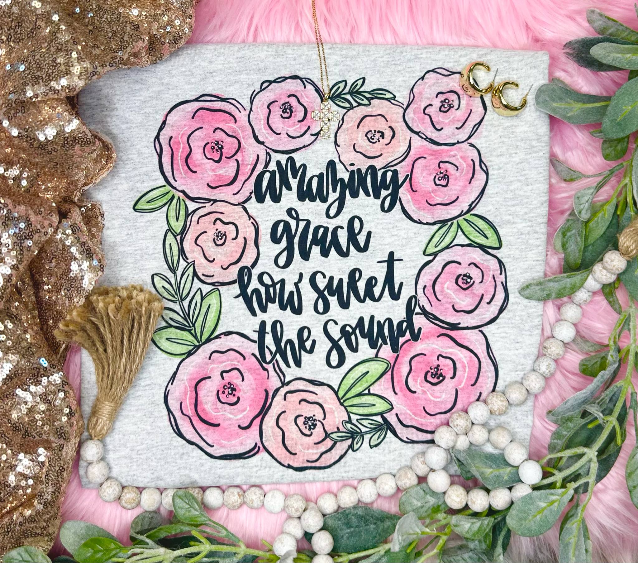 $6 Amazing Grace How Sweet the Sound Ash Grey Tee