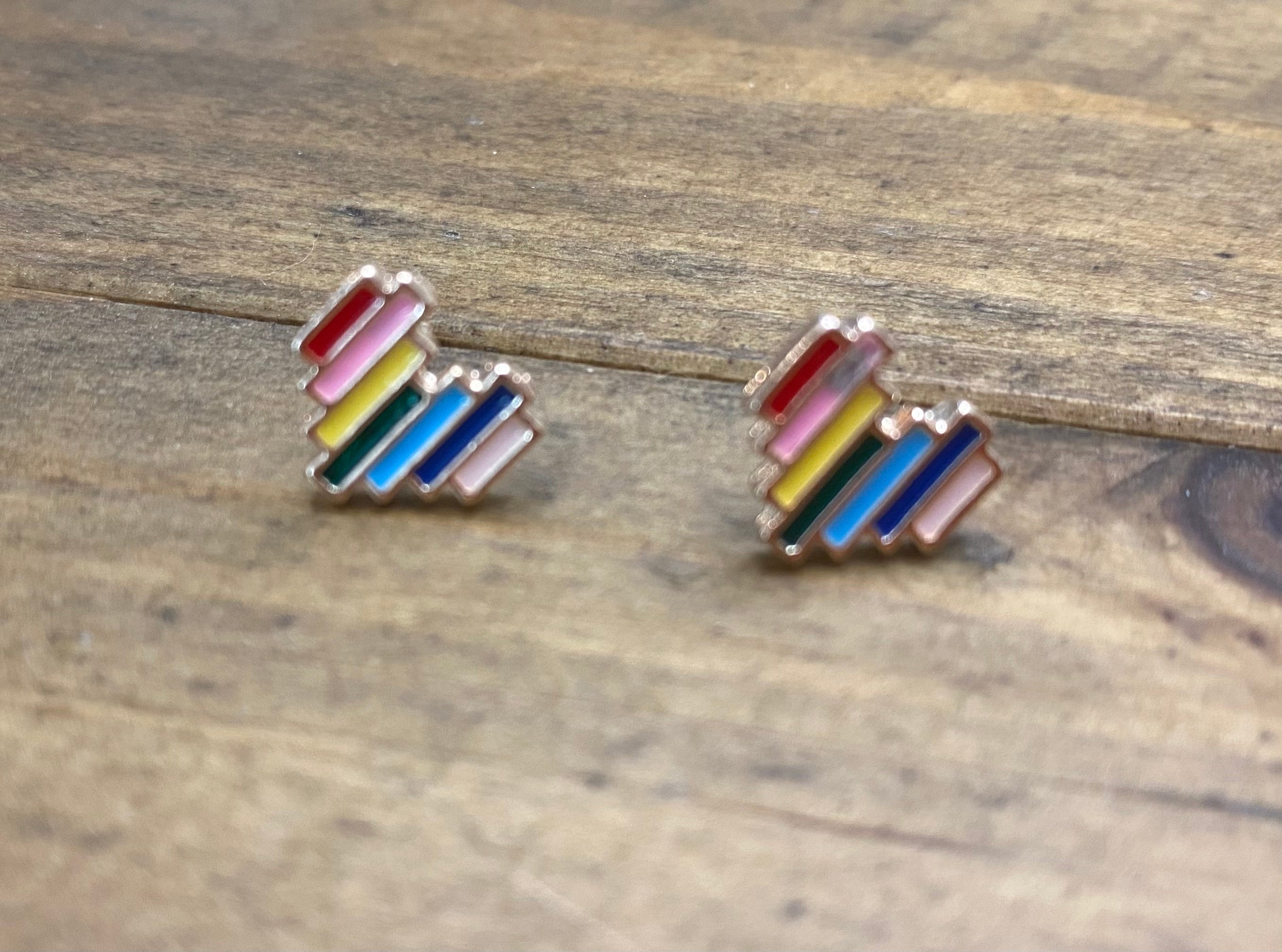 Rainbow Heart Stud Earring