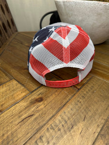 Heather Gray American Flag Snap Adjustment Back Hat