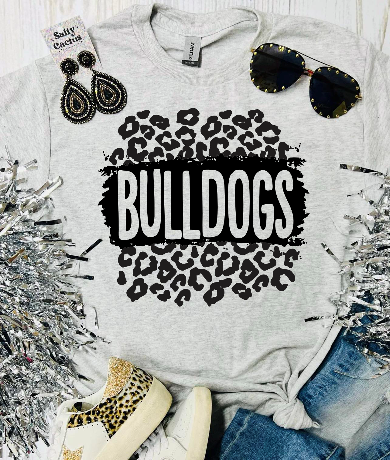 All Black Leopard Mascot Non Bleached Spirit Tee