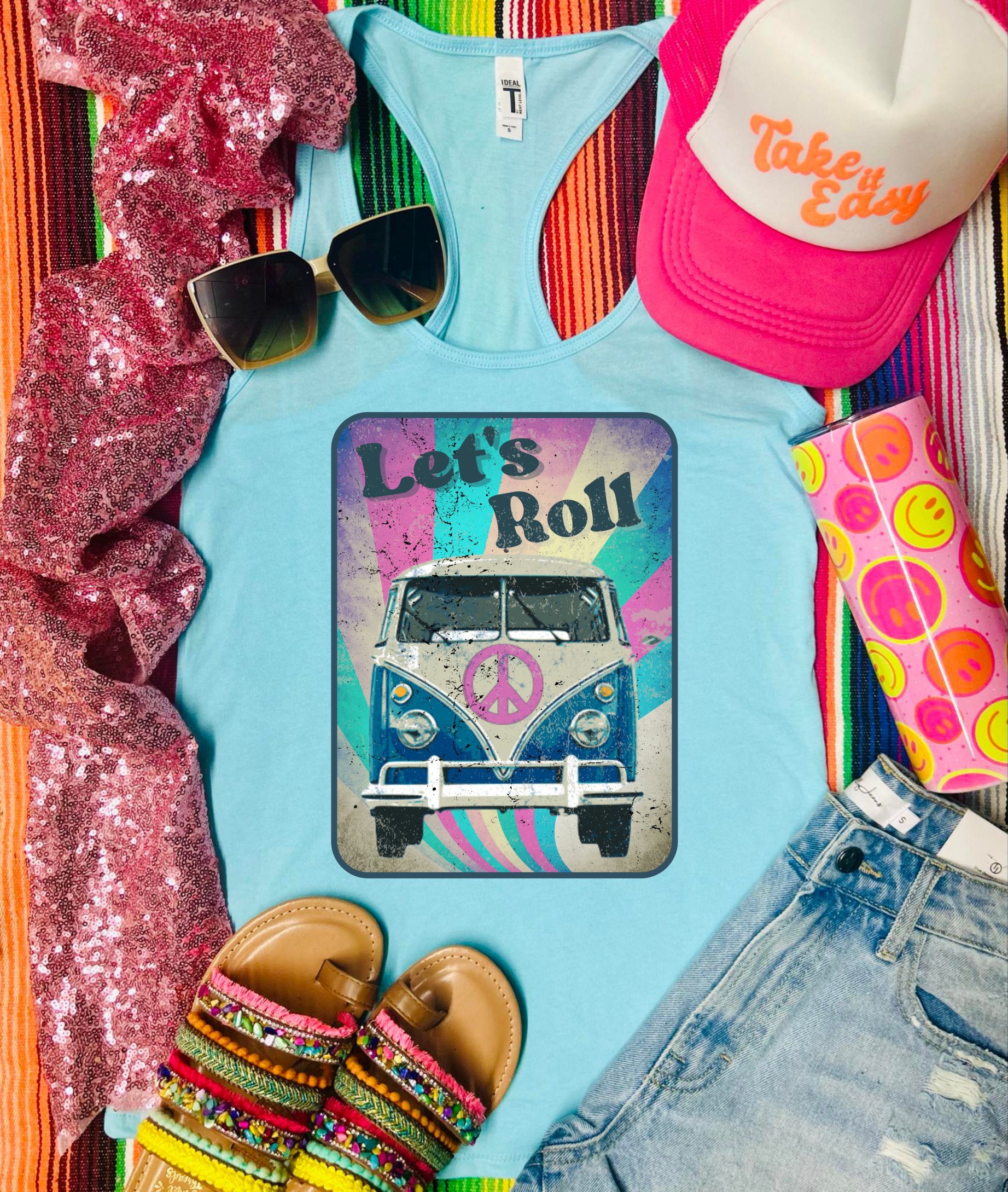 *DTF* Lets Roll Baby Blue Next Level Tank